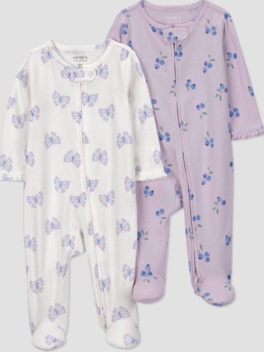 Carter's Light Purple Floral Zip Footed Baby One-Piece
